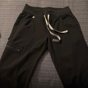 Figs Men's Black Jogger Pants with White Drawstring
